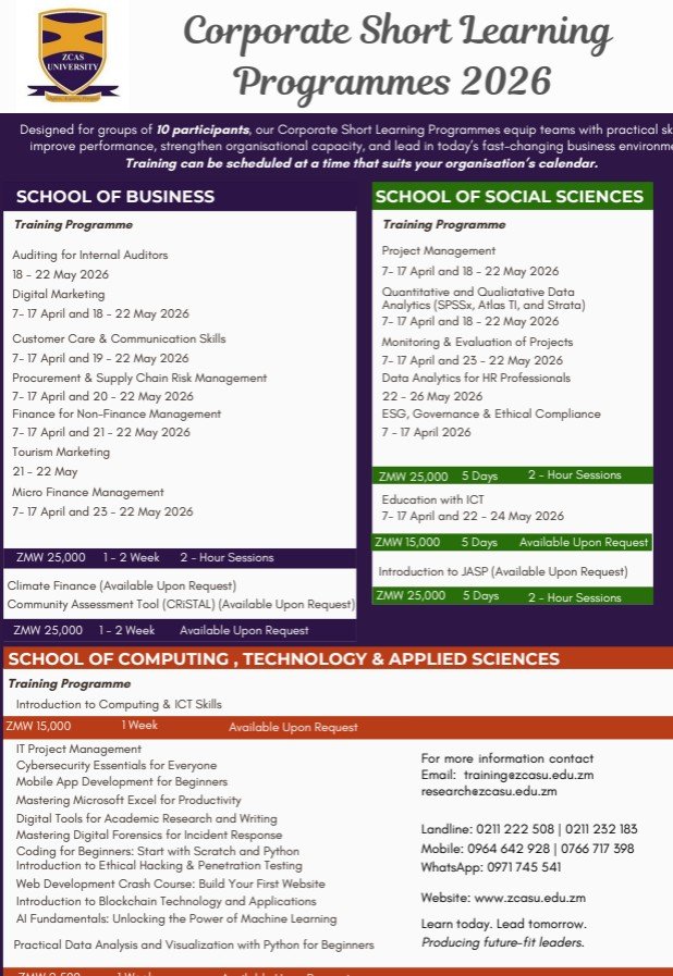 1st Semester 2026 ZCAS University Scholarship